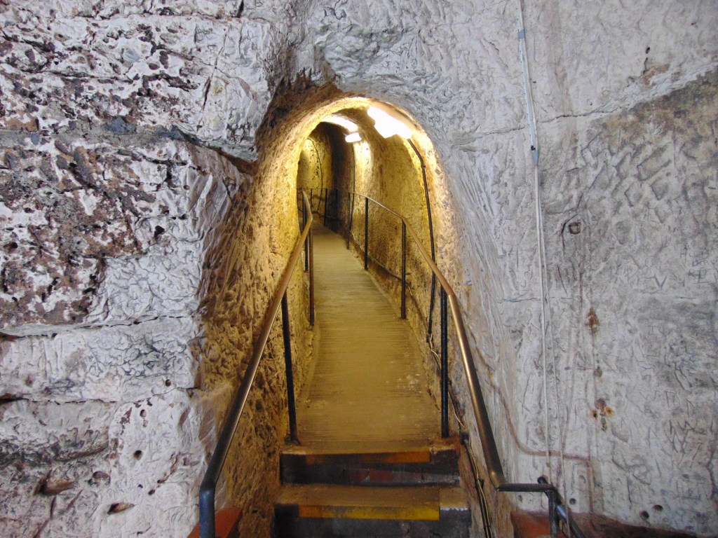 The tunnel leading into the cave, looking away from the cave. 